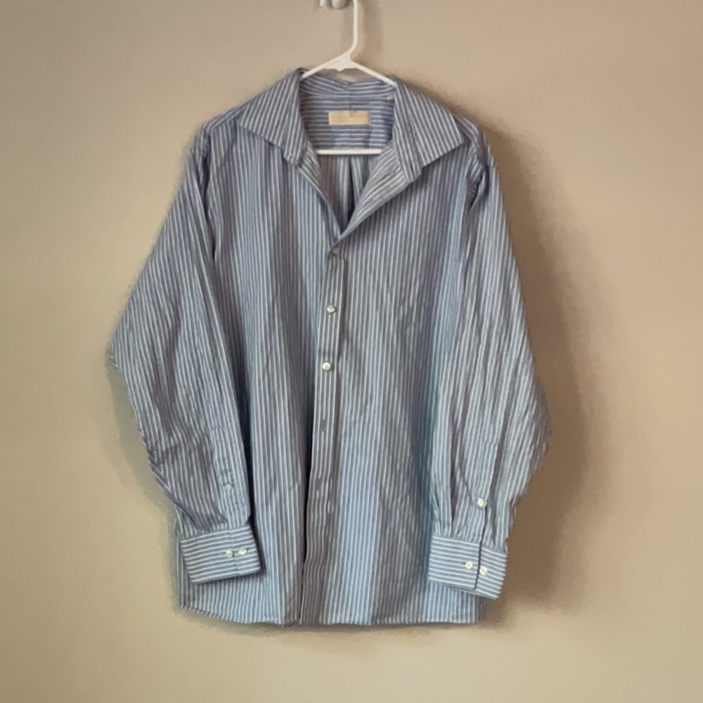 MICHAEL Michael Kors Blue and White Button Down Shirt